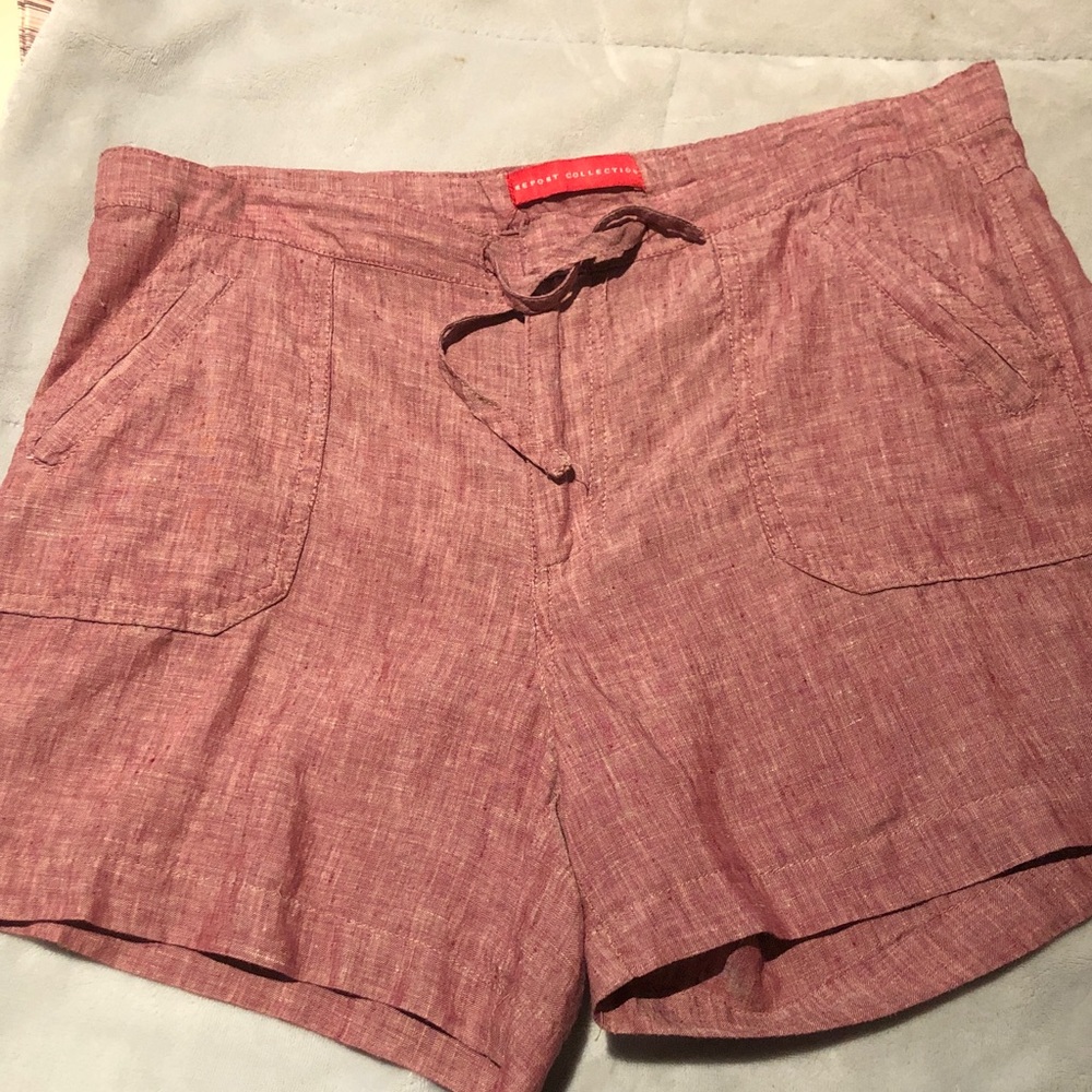 Report Collection Red Linen Drawstring Women's Shorts size 6